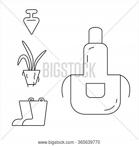 Gardening Set, Apron, Shovel, Boots. Plant Transplantation.