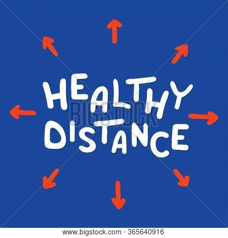 Coronavirus Collection - Healthy Distance Lettering - Vector Illustration