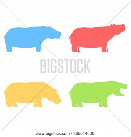 Set Of Multi-colored Hippos