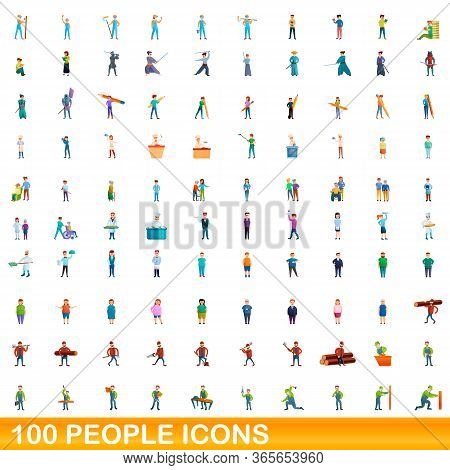 100 People Icons Set. Cartoon Illustration Of 100 People Icons Vector Set Isolated On White Backgrou