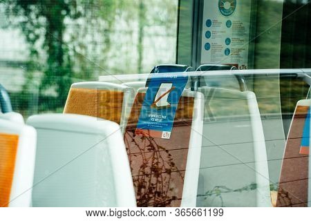 Strasbourg, France - May 9, 2020: Do Not Use This Seat Special Condition Instruction Inside Public T