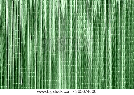 Straw Mat Texture In Green Tone. Abstract Architectural Background And Texture For Design.
