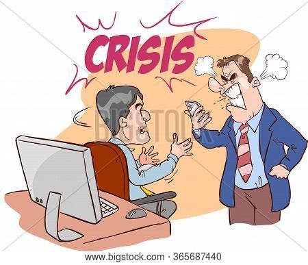 Angry Boss Character Yelling At Employee Office Worker Stock Illustration