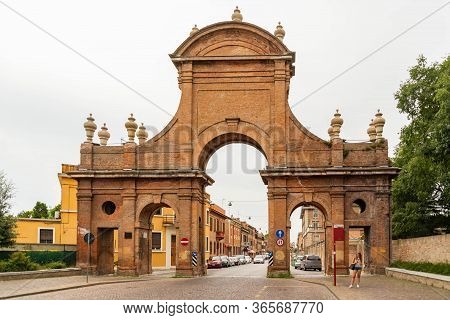 Ferrara, Italy - June 30, 2017: The Prospettiva Of Corso Della Giovecca. It Was Built At The Expense