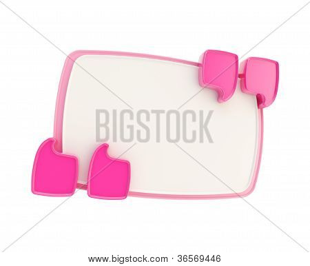 Bandera de color rosa y blanco Copyspace placa dentro de Comillas