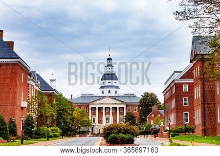 Bladen Street Over Maryland State House Capitol Building And Site Of Many Historic Events Build In 1