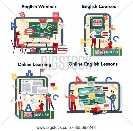 English Course Online Service Or Platform Set. Study Foreign Languages