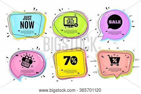 Just Now Symbol. Big Buys, Online Shopping. Special Offer Sign. Sale. Quotation Bubble. Banner Badge