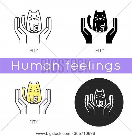 Pity Icon. Sympathy Towards Suffering Animal. Moral Emotion. Empathetic Feeling. Kindness And Compas