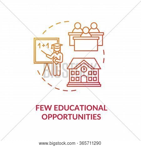Few Educational Opportunities Red Concept Icon. School And Teaching Option. Village Life Disadvantag