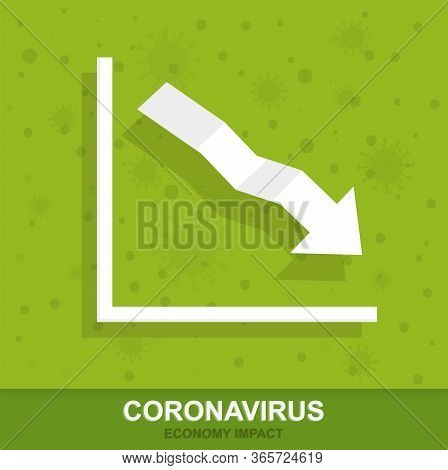 Covid 19, Coronavirus Economy ımpact. Down Arrow Pointing Downwards Showing Crisis. Vector Illustrat
