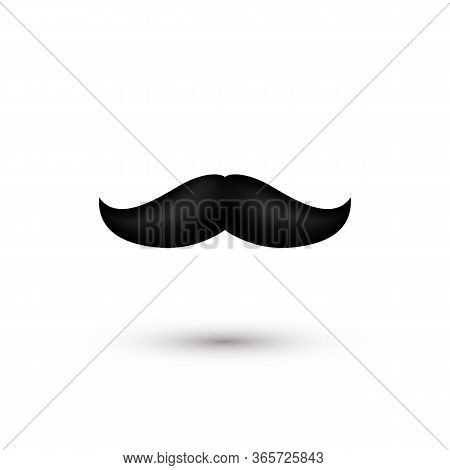 Black Mustache. Father Day Symbol - Moustache. Man Whisker Isolated On White. Vector