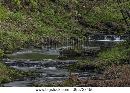 Lomna River In Trojanovice Village In Spring Hot Day