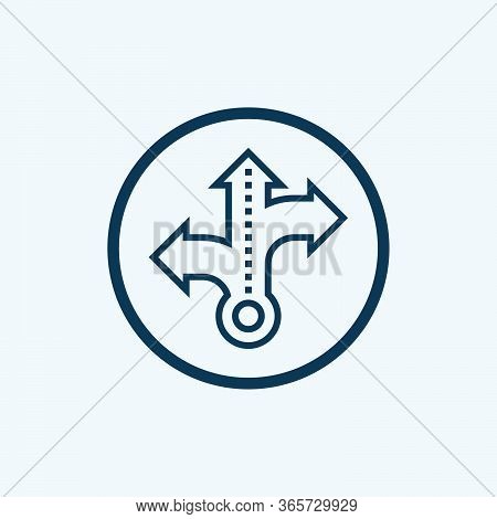 Three Way Direction Arrow Icon Isolated On White Background. Three Way Direction Arrow Icon In Trend