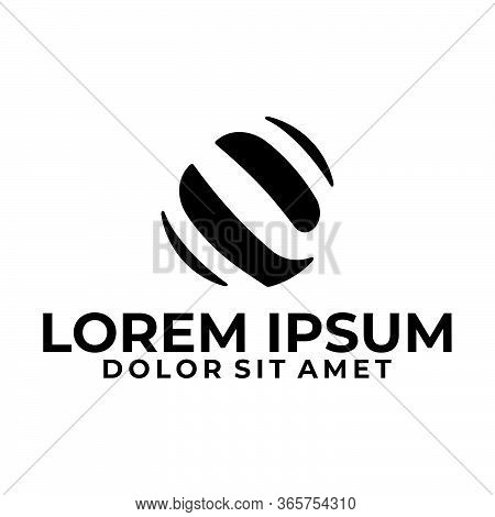 Initial Letter E Logo Template With Molecular Ball Illustration In Flat Design Monogram Symbol