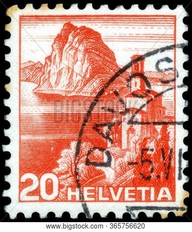Saint Petersburg, Russia - April 30, 2020: Postage Stamp Issued In The Switzerland With The Image Of