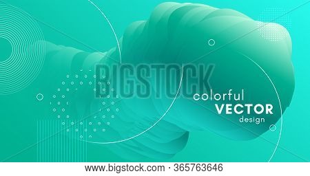 Blue Gradient Fluid. 3d Dynamic Movement. Abstract Pattern. Color Music Gradient Fluid. Geometric Wa