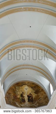 Ludza, Latvia - May 3 , 2020: The Roman Catholic Church In Ludza, Latvia. Deatail Of The Interior Of