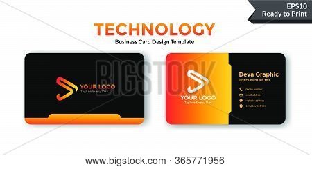 Orange Business Card Design Template Vector Illustration
