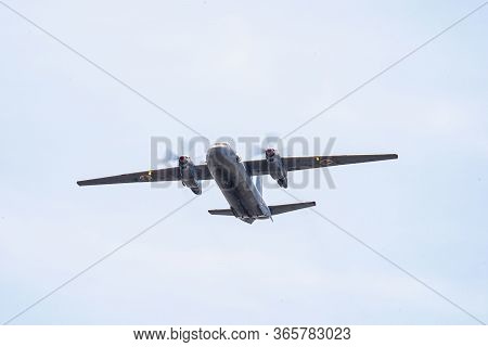 Russia, Khabarovsk - May 9, 2020: An-26m Military Transport Medical Aircraft . Parade In Honor Of Vi