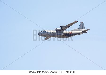 Russia, Khabarovsk - May 9, 2020: An-12d Military Transport Aircraft . Parade In Honor Of Victory. M