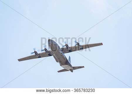 Russia, Khabarovsk - May 9, 2020: An-12d Military Transport Aircraft . Parade In Honor Of Victory. M