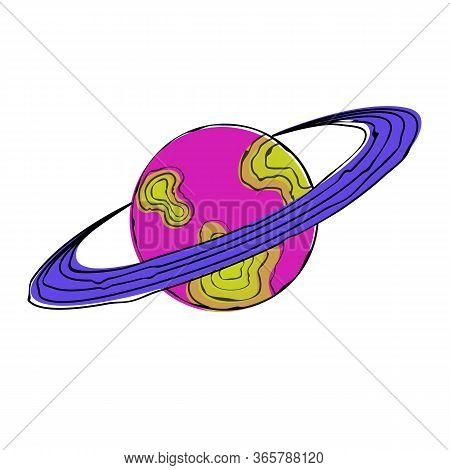 Planet In Another Galaxy And The Universe. Vector.