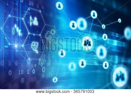 Abstract Illustration Background With User Icon And Connecting Dots And Lines .business And Global C