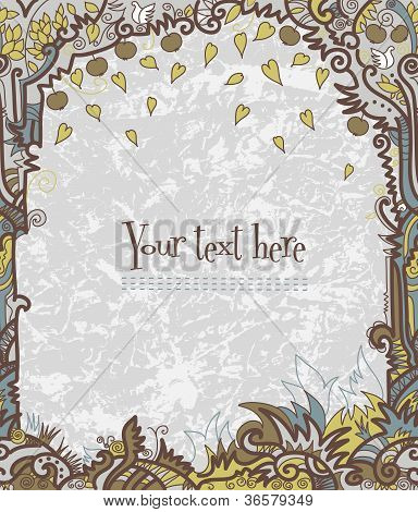 Dekoratif el çekilmiş ağacın kareyle