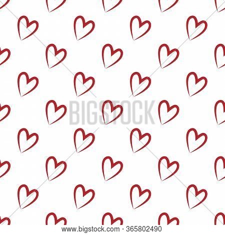 Vector Seamless Pattern With Stylized Hearts. Romantic Decorative Graphic Background Valentines Days
