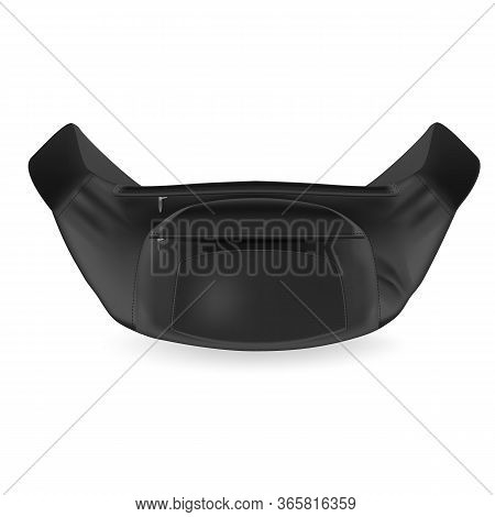 Waist Bag. Modern Mockup Black Waist Bag With Elegant Protruding Zip Pocket Built In Center Fashiona