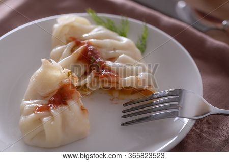  a Delicious, Diet Dish. Steam Dumplings.   Manti With Pumpkin.