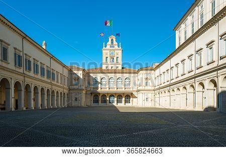 Rome, Italy -january 11, 2019: The Main Courtyard Of The Quirinale Palace