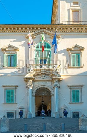 Rome, Italy -january 11, 2019: The Main Entrance Of The Quirinale Palace
