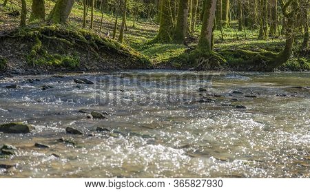 Idyllic Scenery At The Kupfer River In Southern Germany At Early Spring Time