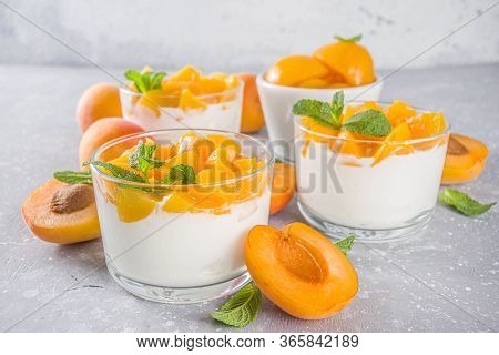 Curd Or Yogurt Dessert With Apricots