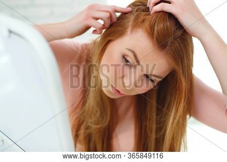 Hair Problem. The Woman Has Hair Problems, To Move.