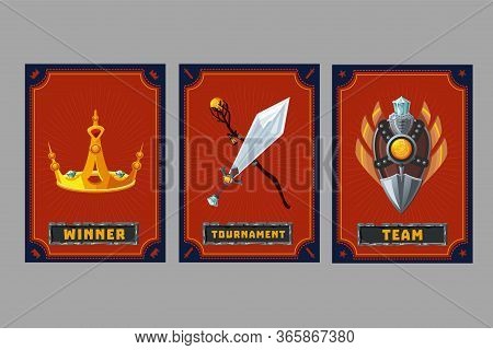 Card Game Collection. Fantasy Ui Kit With Magic Items. User Interface Design Elements With Decorativ