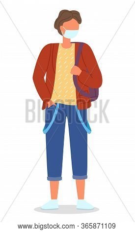 Young Man Wearing Face Medical Mask Standing At White Background. Viral Pandemic. Coronavirus 2019-n