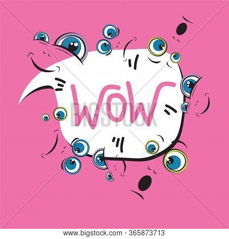 Emoji Face With Ductile Facial Expressions. Handwritten Lettering. With Place For Text In A Bubble. 