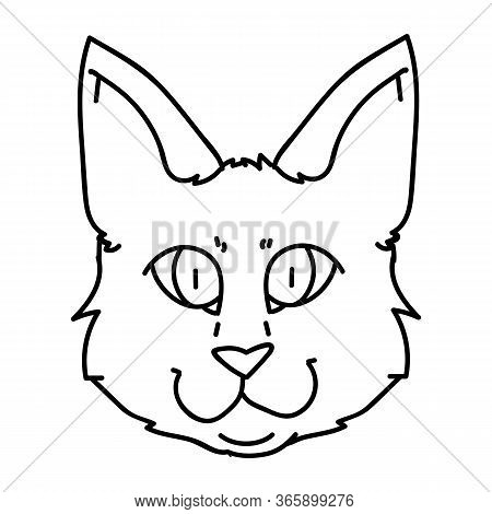 Cute Cartoon Munchkin Cat Face Lineart Vector Clipart. Pedigree Kitty Breed For Cat Lovers. Purebred