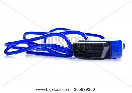 Obd2 Cable Diagnostic On A White Background Isolation