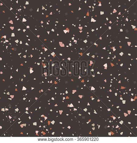 Vector Terrazzo Seamless Pattern. Abstract Textured Background Done From Real Broken Small Tile Chip