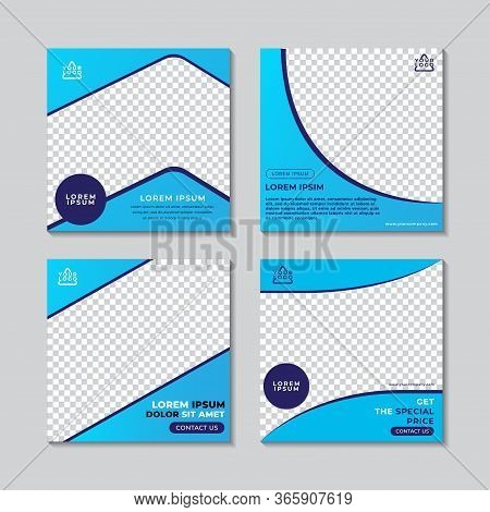 Editable Social Media Post Template. Elegant Sale And Promotional Web Banner. Blue Color Theme Flyer
