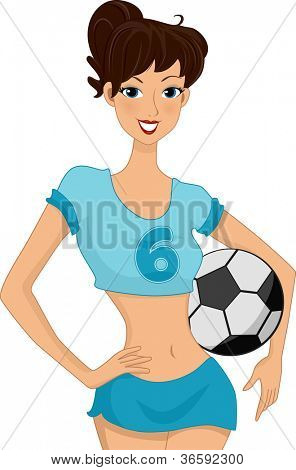 Afbeelding van een vrouw dragen van een Uniform voetbal en houden een voetbal