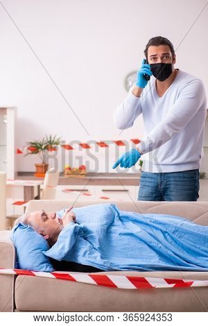 Father and son in coronavirus disease concept at home