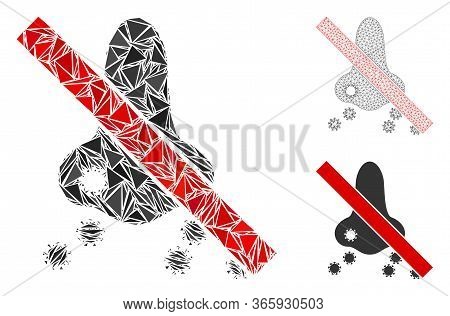 Triangle Mosaic Forbidden Nasal Virus Spread Icon With Mesh Vector Model. Forbidden Nasal Virus Spre