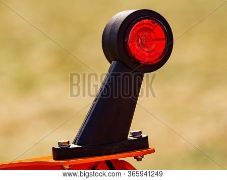 End Outline Marker Lamp, Red Light. Element Of Tractor, Digger Excavator, Industrial Vehicle, Agricu