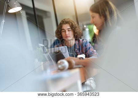 Young people studying from home during confinement period