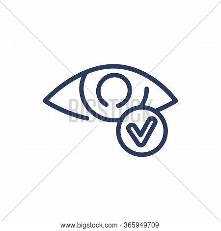 Good Vision Thin Line Icon. Checkmark, Iris, Visual Acuity Isolated Outline Sign. Ophthalmology And 